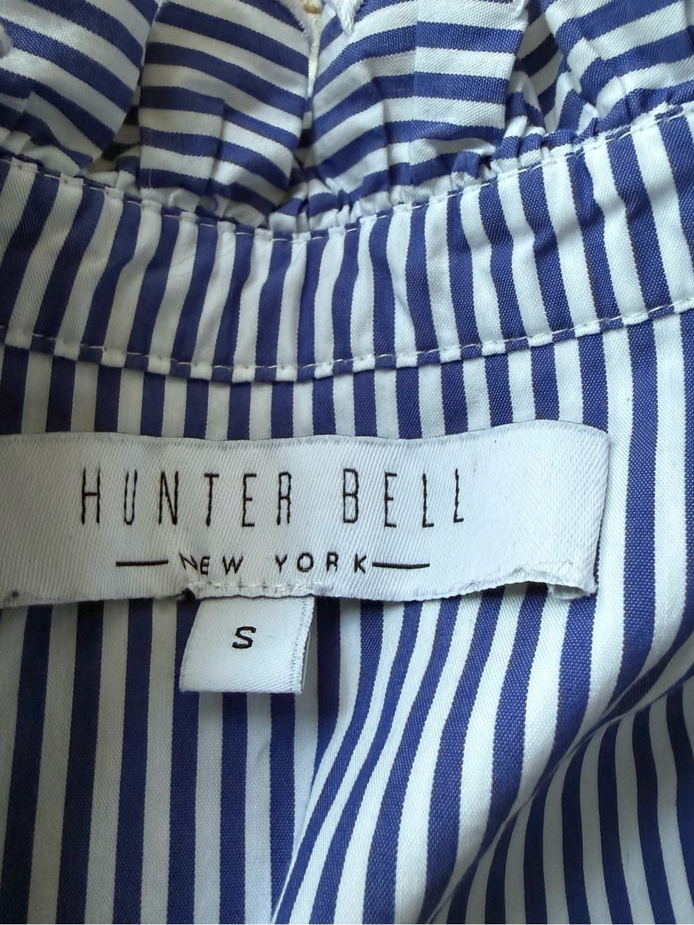 HUNTER BELL Holloway Navy and White Striped Ruffle Tier Dress Small $450 - Picture 8 of 10